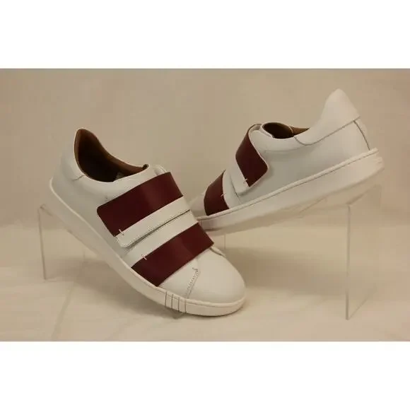 NIB BALLY WILLET WHITE RED LEATHER LOGO SWISS SNEAKERS 12 US 45 ITALY